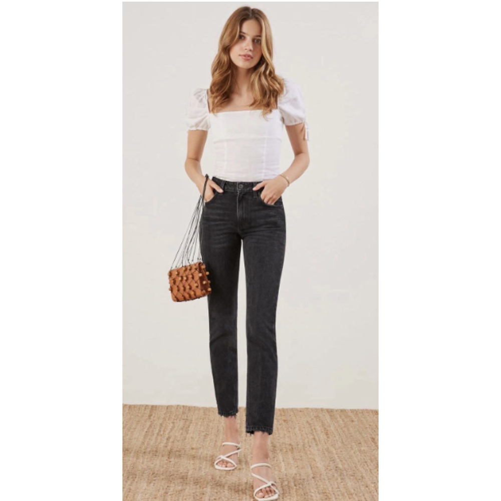 Reformation Women's Julia Crop High Rise Cigarette Black Denim Jeans - Size 25